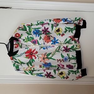 EUC Susan Graver Floral Spring Fall Light Jacket Size S